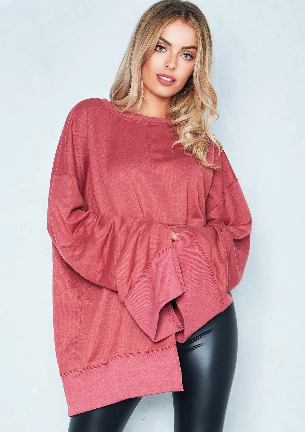 Fearne Rust Asymmetric Split Sleeve Jumper