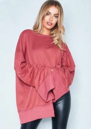 Fearne Rust Asymmetric Split Sleeve Jumper
