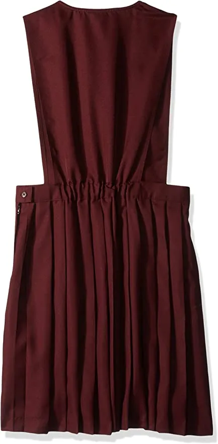 French Toast Burgundy Girls Husky V-Neck Pleated Jumper <br>Sizes 10P to 20P </br> Burgundy