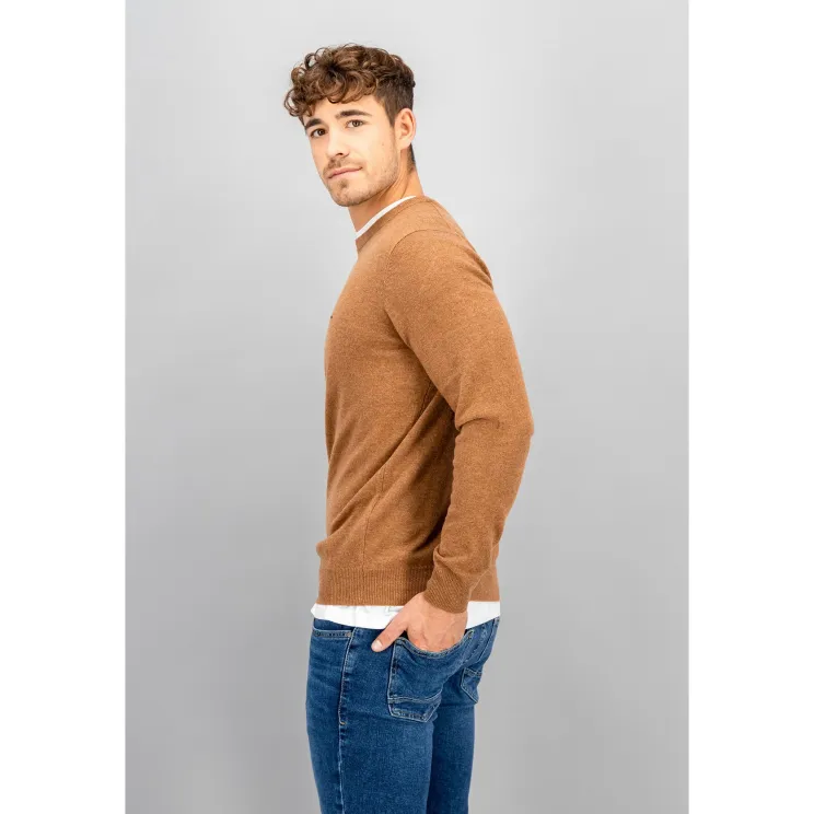 Fynch-Hatton Crew Neck Lambswool Jumper Walnut 1310300