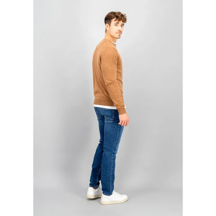 Fynch-Hatton Crew Neck Lambswool Jumper Walnut 1310300