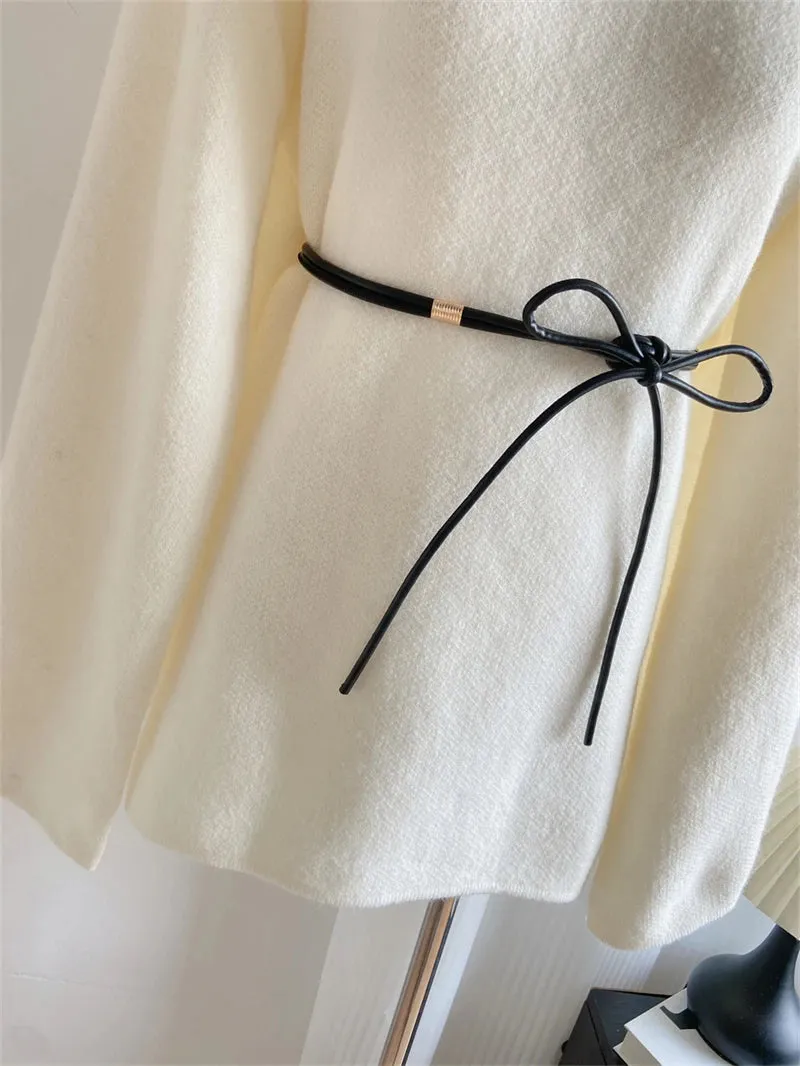 Girlary French Autumn Winter Solid Luxury Cozy Knitwear Jumper Half High Collar Loose Long Sleeve Knitted Pullover Oversized Streetwear