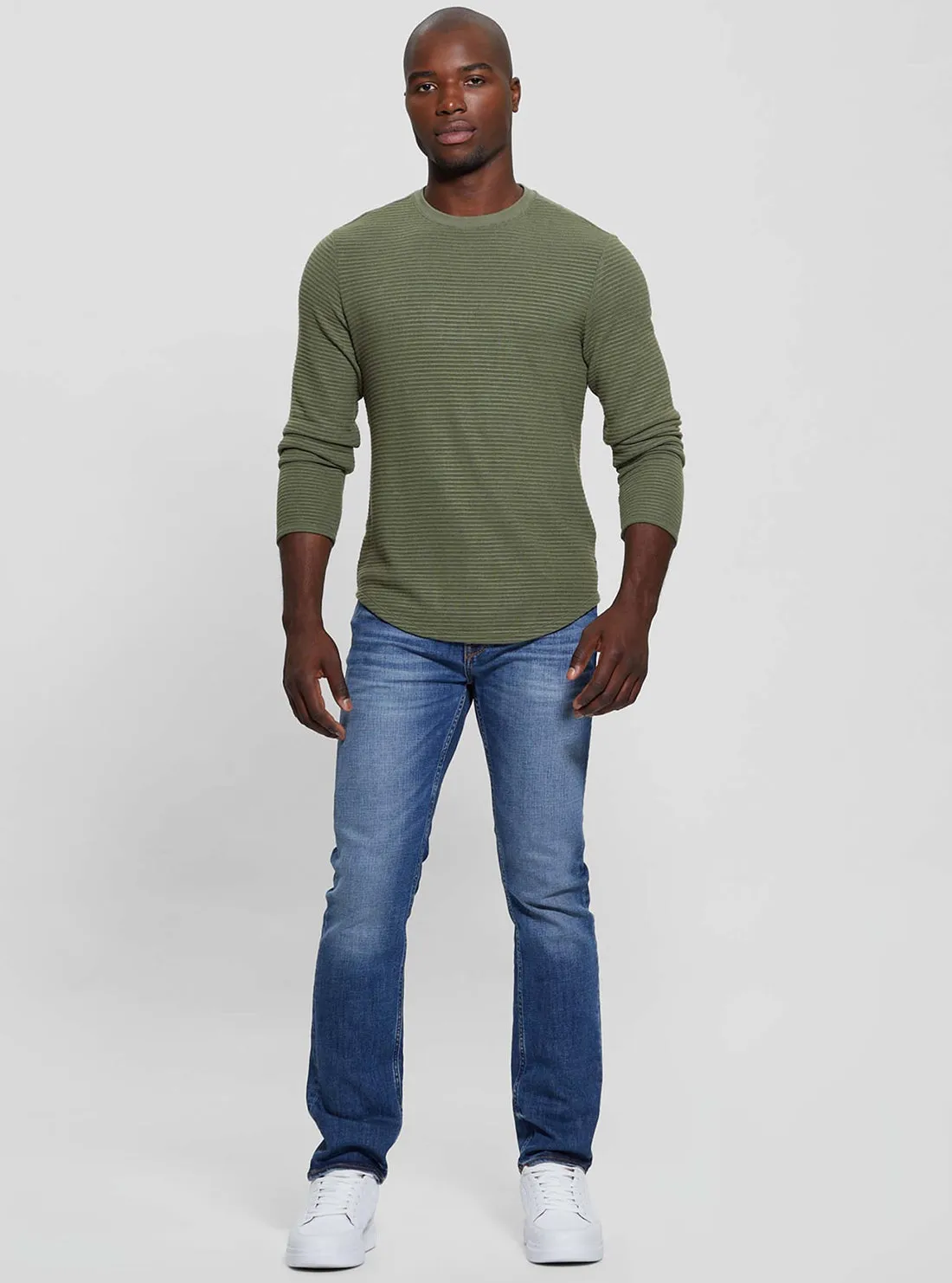 Green Hudson Linear Knit Jumper