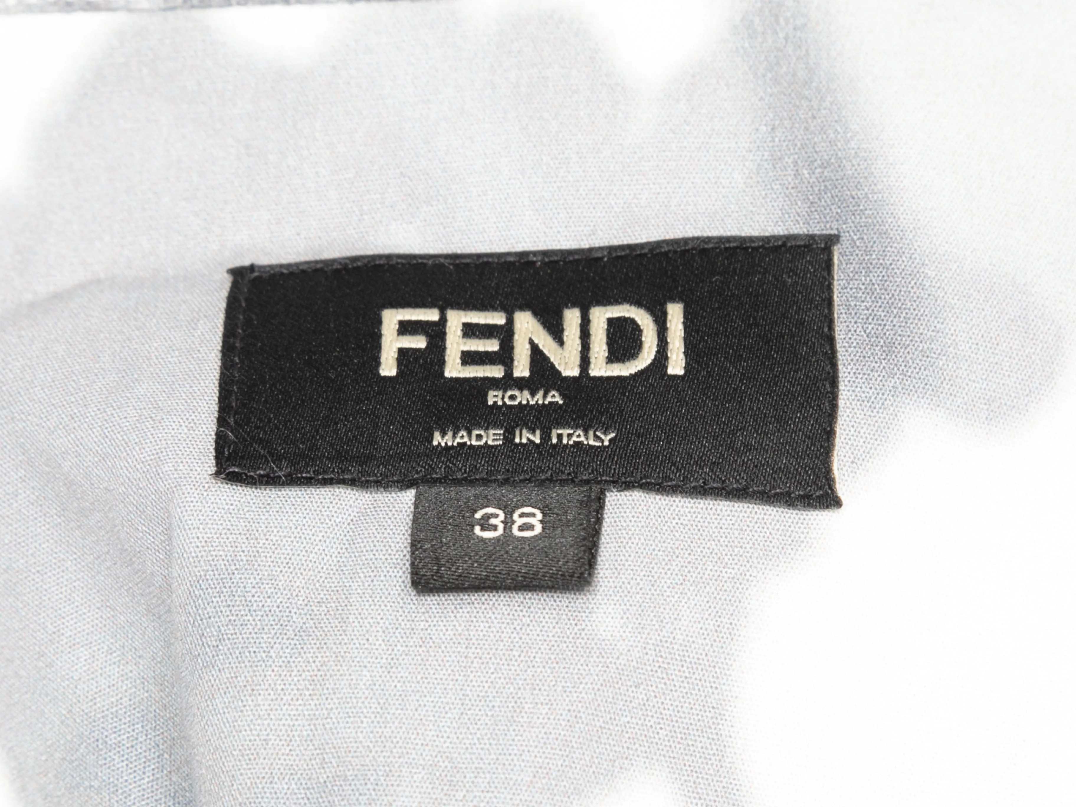 Grey & White Fendi Floral Print Button-Up Top Size IT 38