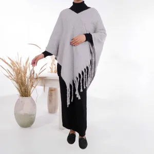 Grey Winter Acrylic Cape Shawl PW4906