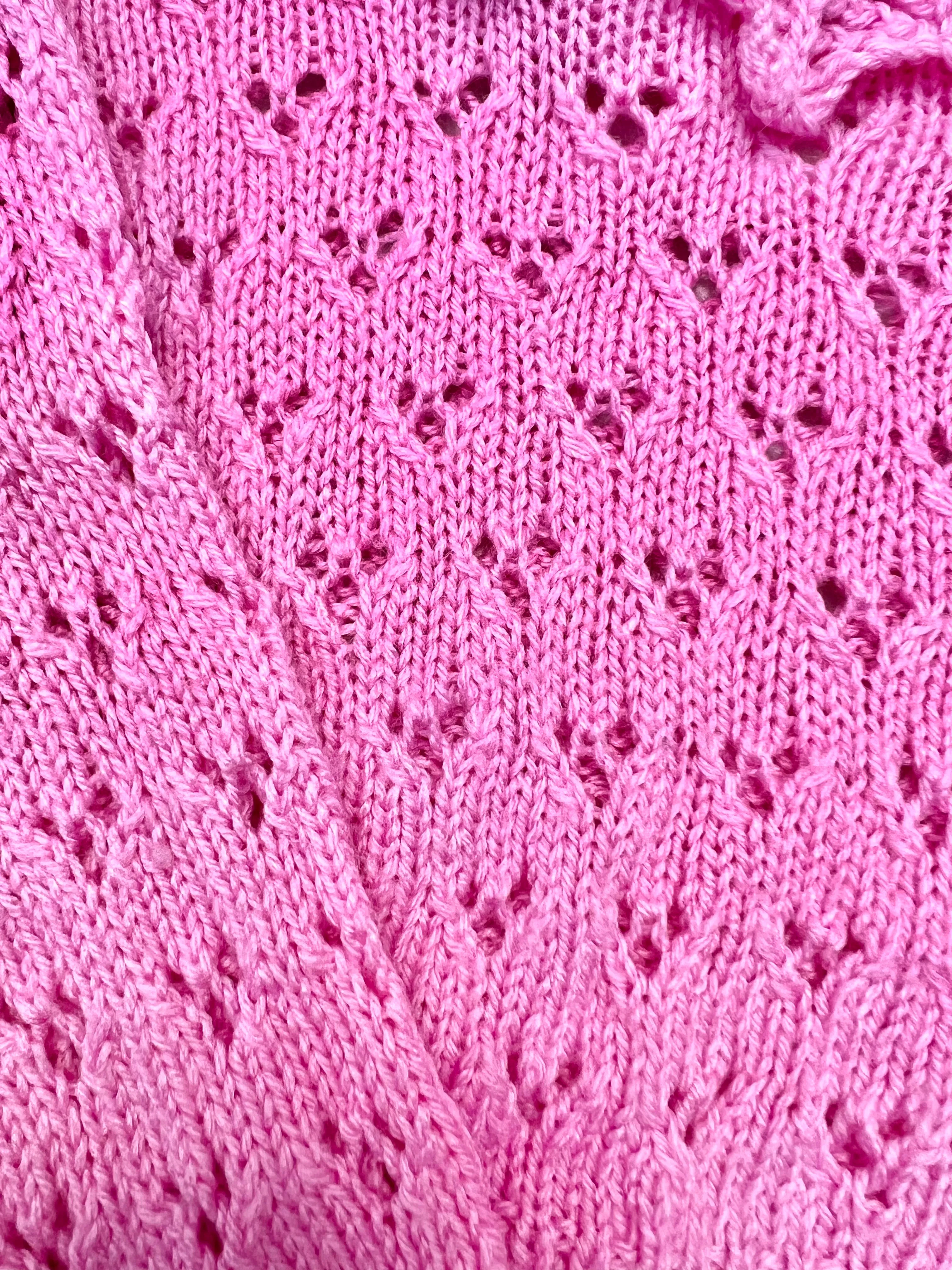 Hand Knitted Pointelle Frill Collar Jumper Age 4
