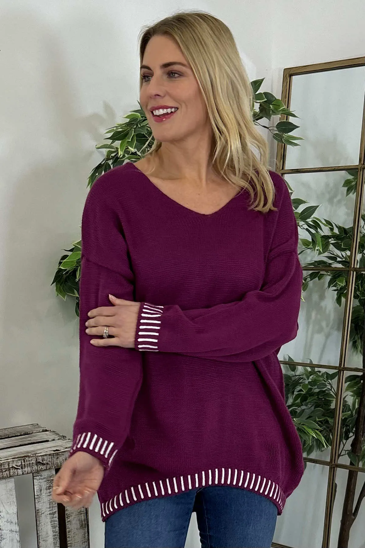 Harper Knitted Jumper Purple
