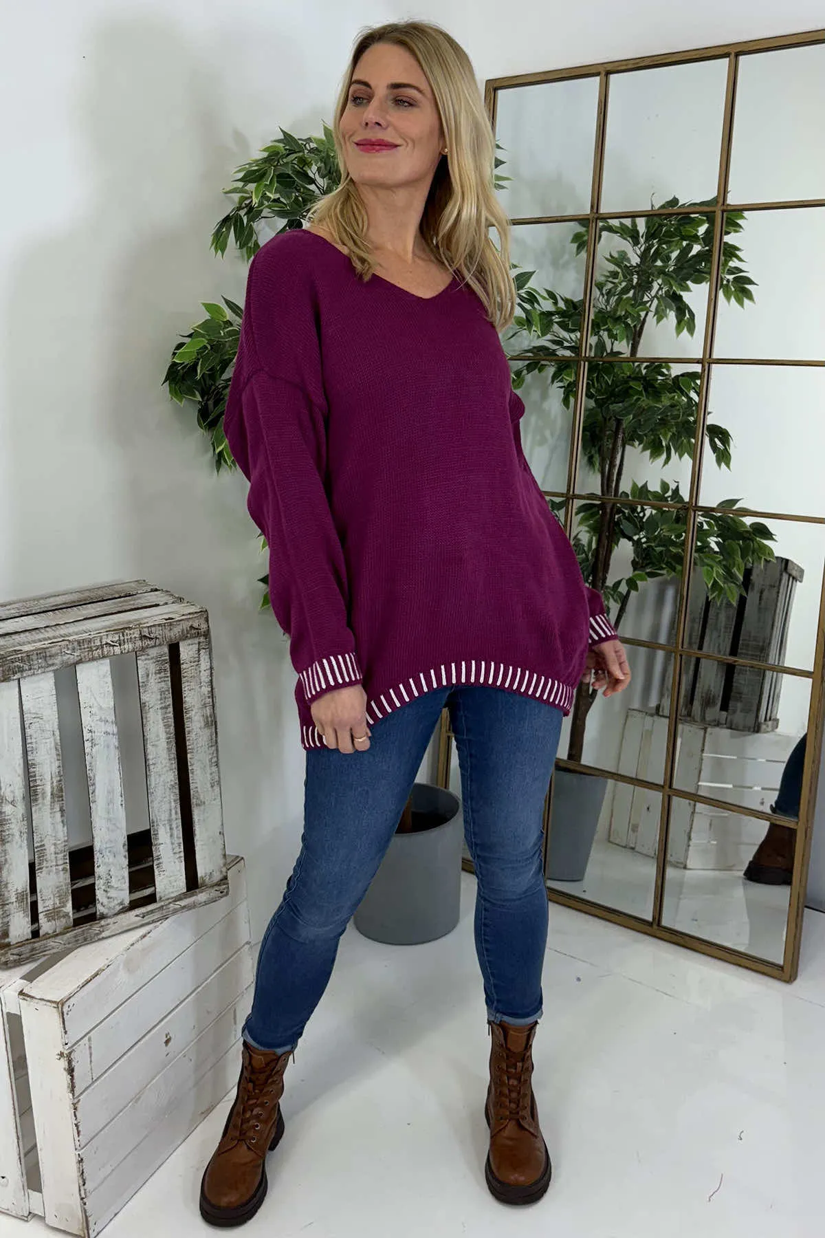 Harper Knitted Jumper Purple