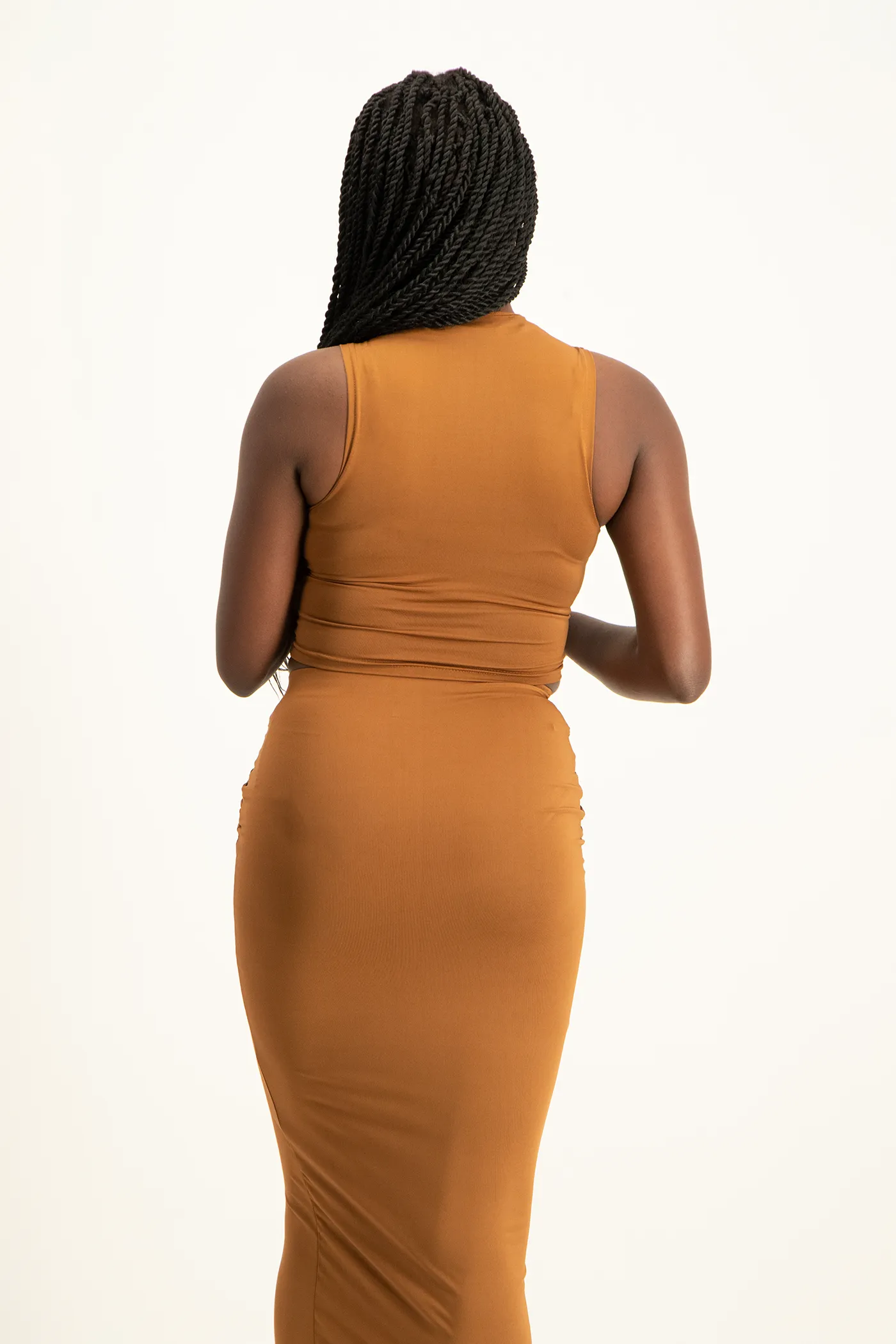 Hazel High Neck Crop Top - Toffee