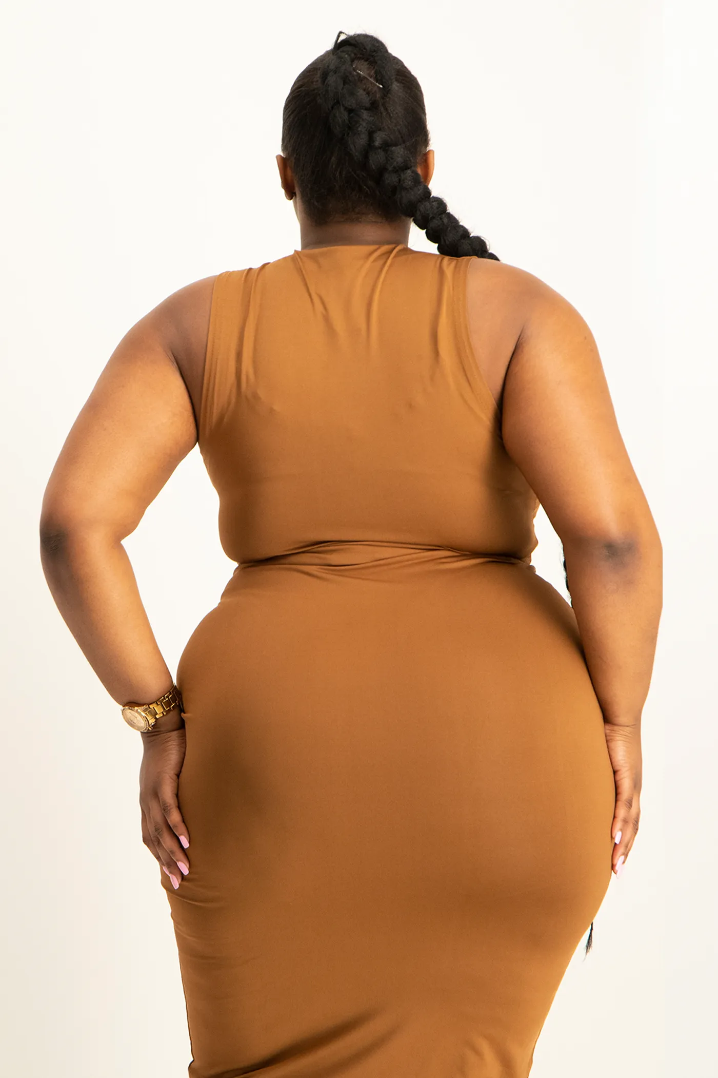 Hazel High Neck Crop Top - Toffee