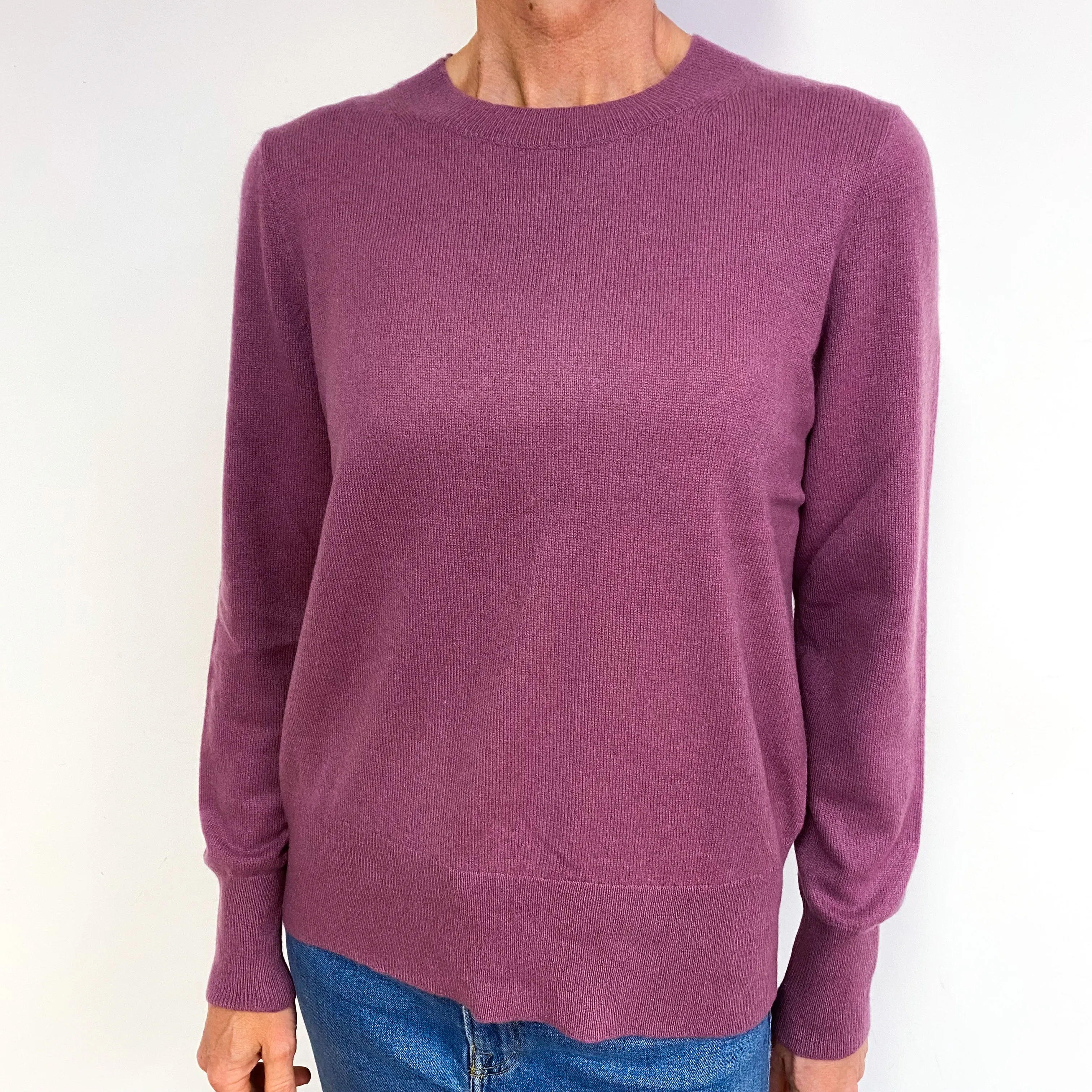 Heather Purple Cashmere Crew Neck Jumper Medium