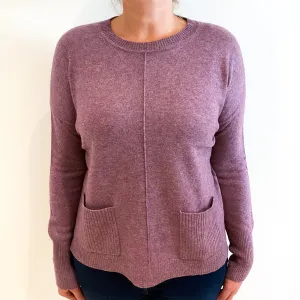 Heather Purple Slouchy Cashmere Crew Neck Jumper Large