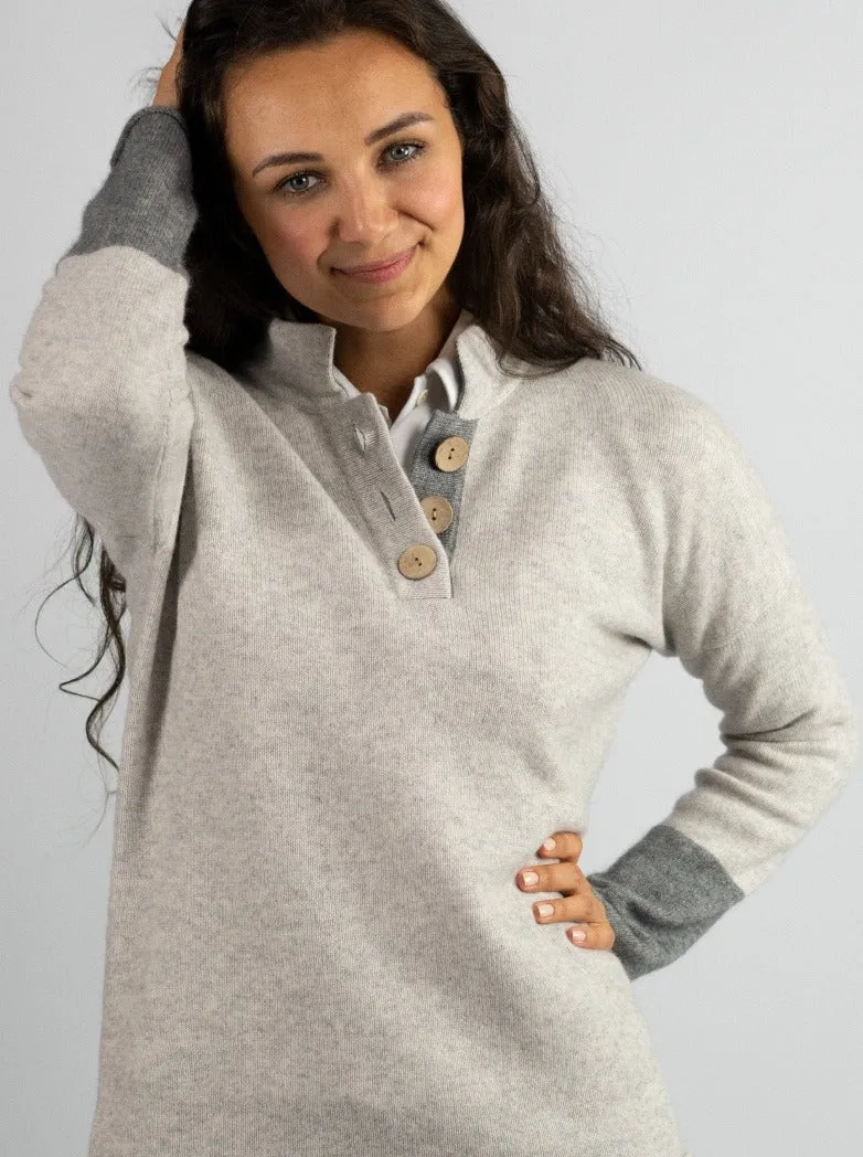 High Collar Jumper | Flannel Grey with Grey