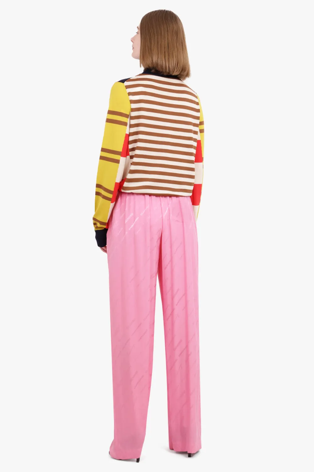 HIGH NECK STRIPE KNIT TOP | MULTI
