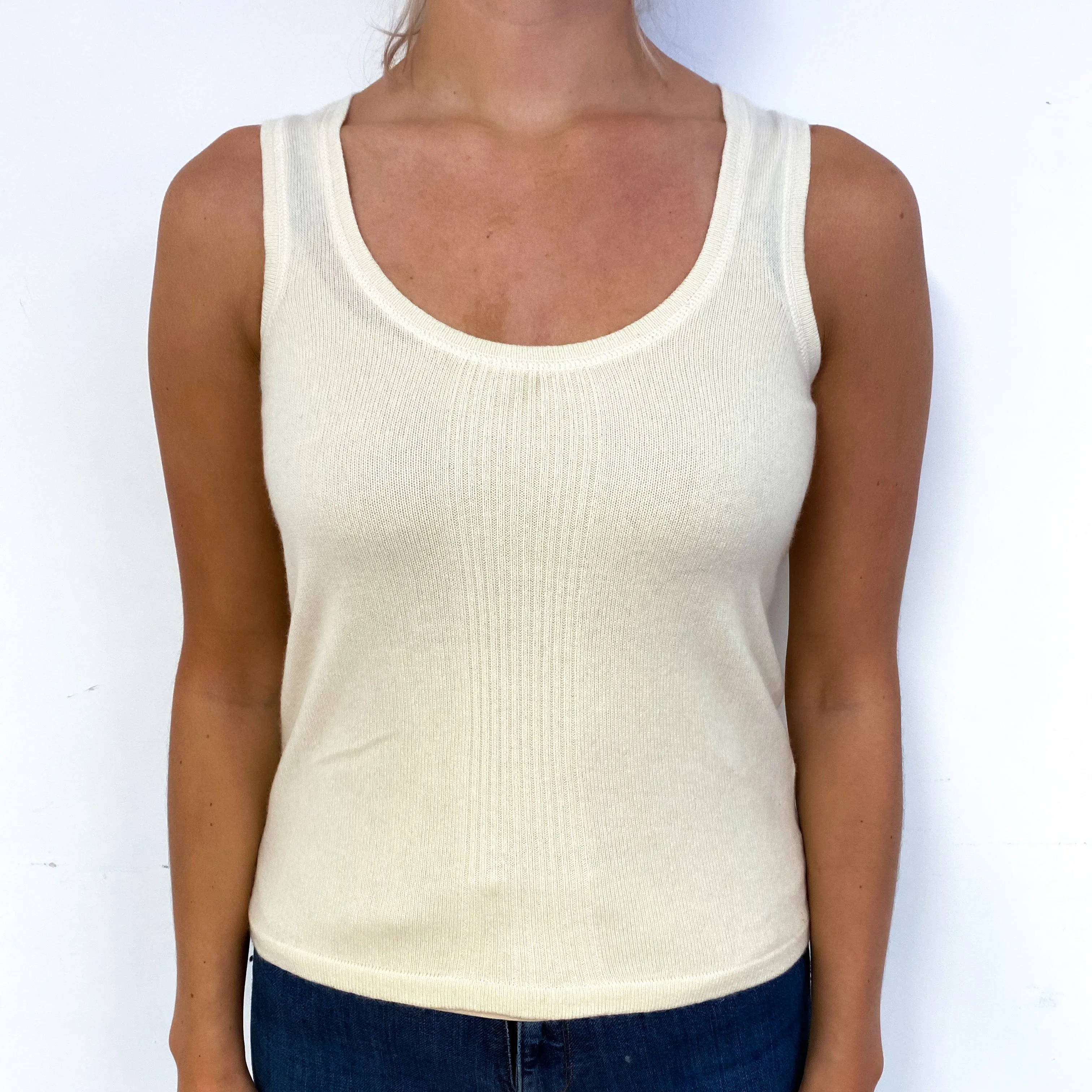 Hilfiger Cream Rib Detail Cashmere Vest Small