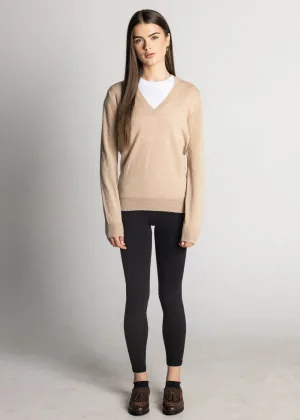 Isla Women's Scottish Made Cashmere V-Neck Jumper - Camel