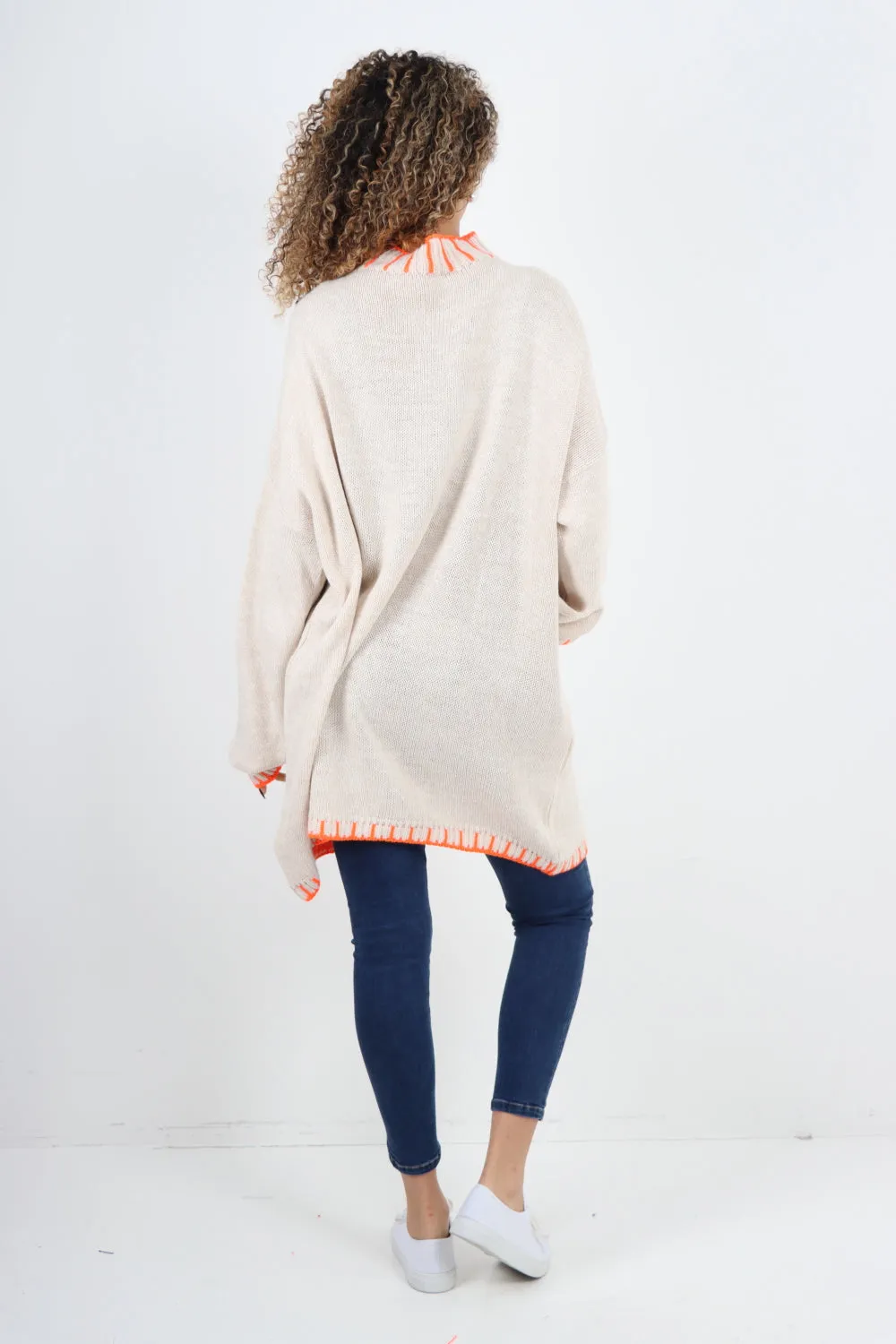 Italian Colour Pop Stich Long Sleeve Knitted Jumper Top