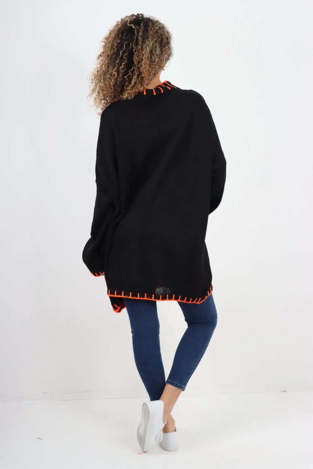 Italian Colour Pop Stich Long Sleeve Knitted Jumper Top