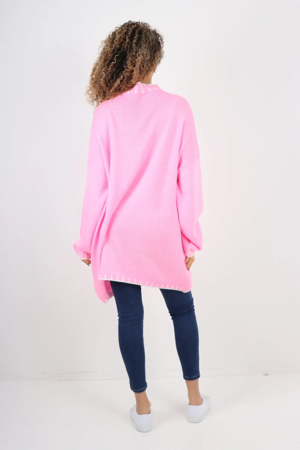 Italian Colour Pop Stich Long Sleeve Knitted Jumper Top