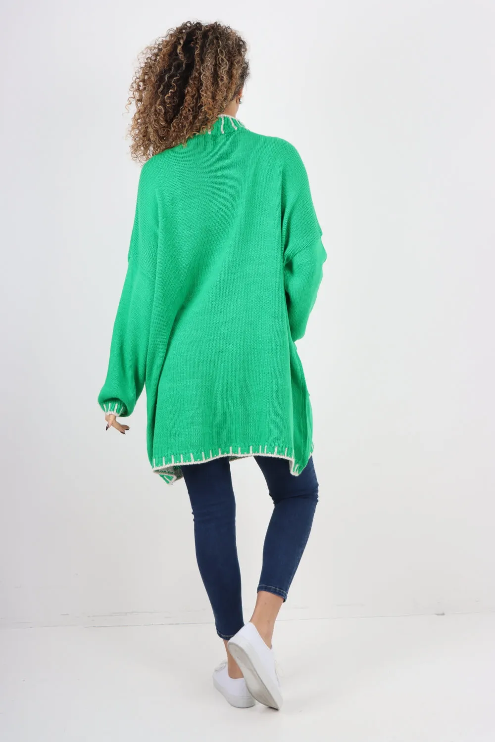 Italian Colour Pop Stich Long Sleeve Knitted Jumper Top