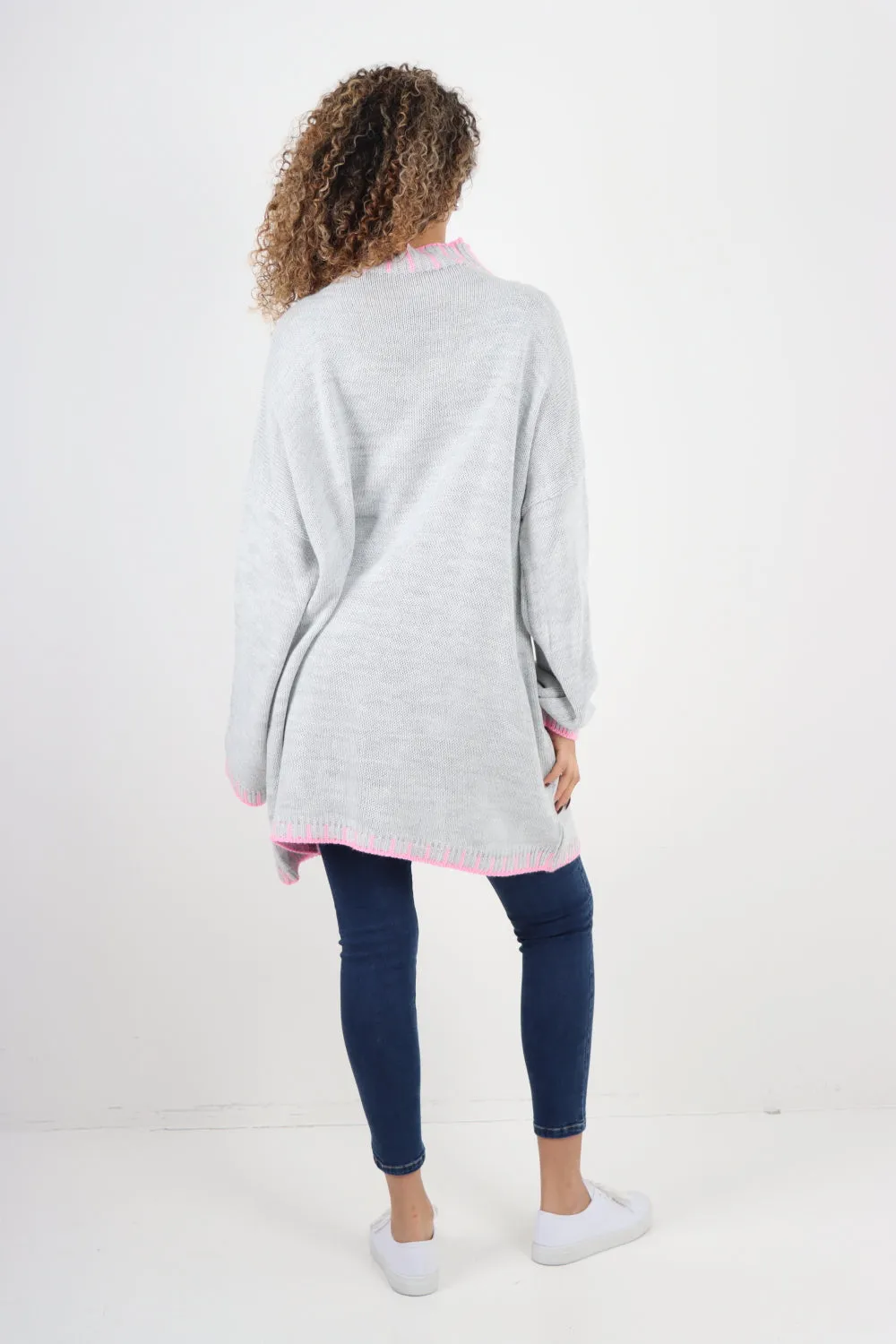 Italian Colour Pop Stich Long Sleeve Knitted Jumper Top