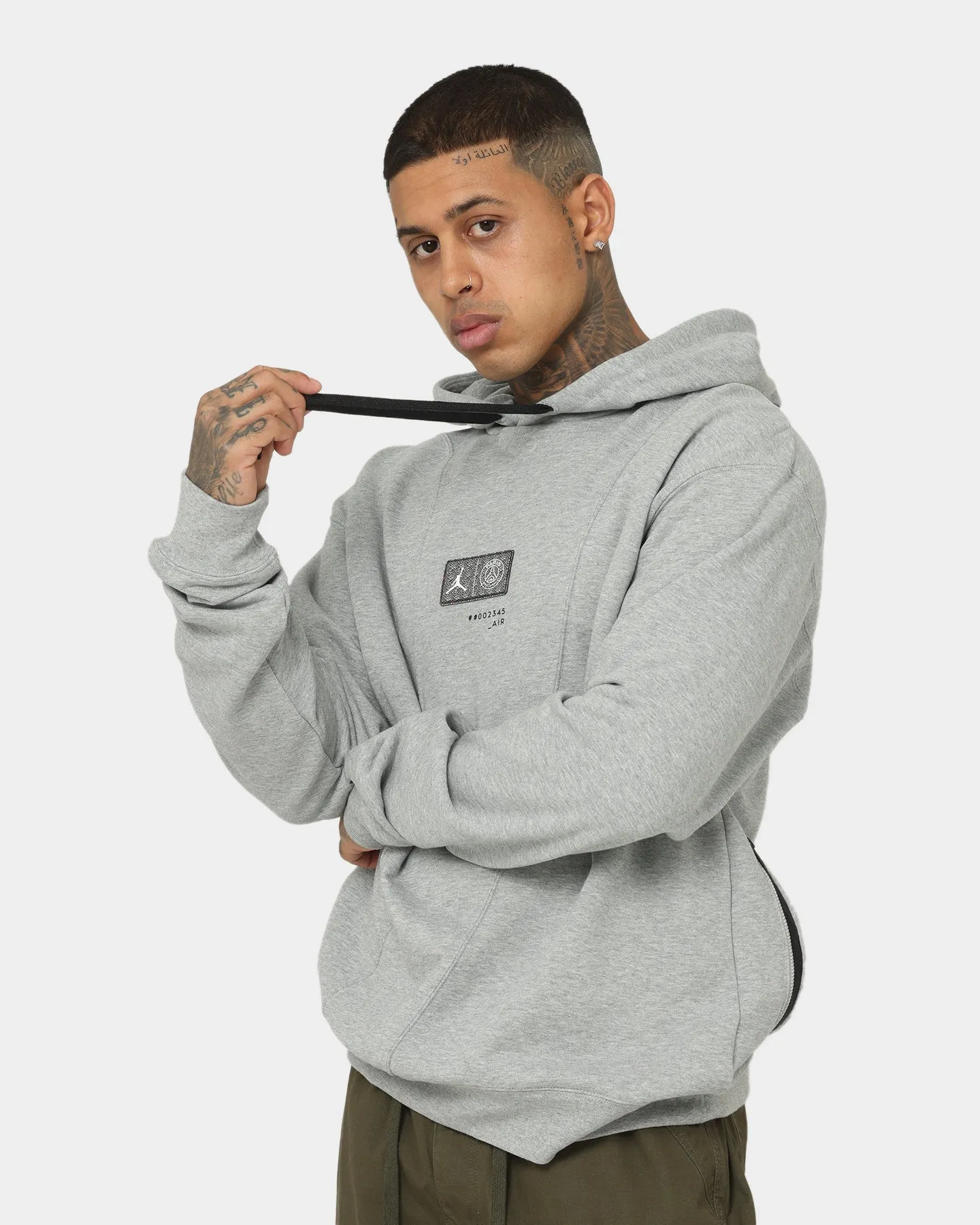Jordan X Paris Saint-Germain Fleece Pullover Hoodie Dark Grey Heather