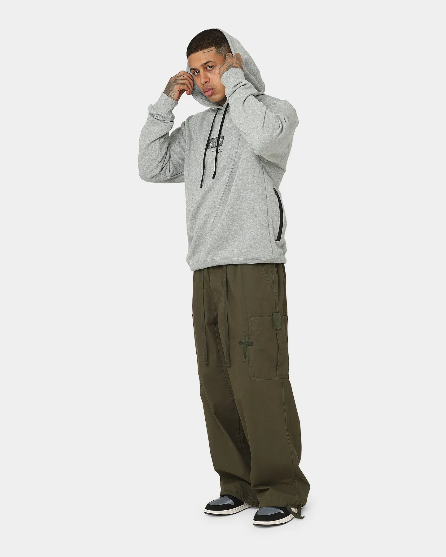 Jordan X Paris Saint-Germain Fleece Pullover Hoodie Dark Grey Heather