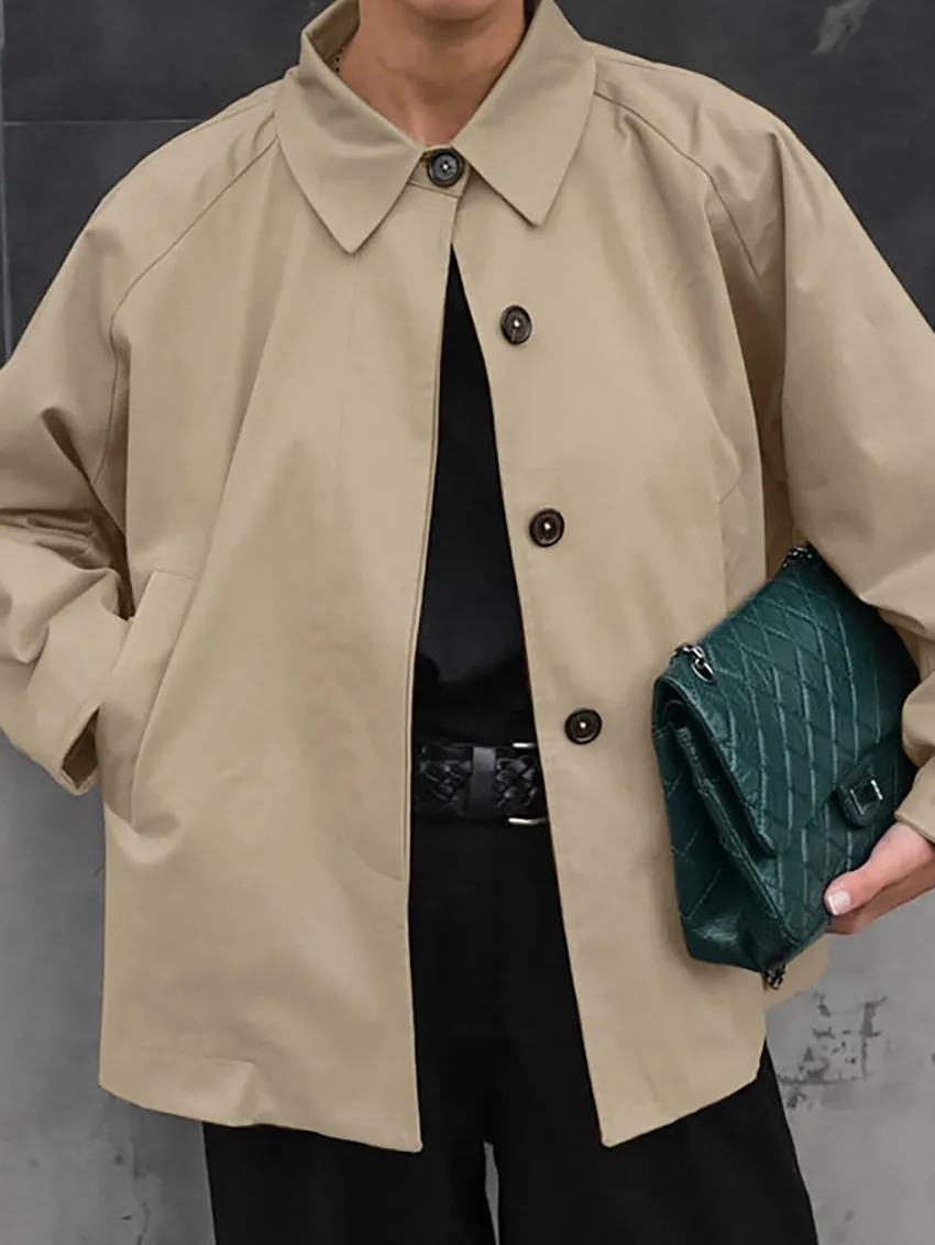 Khaki Lapel Trench Coat