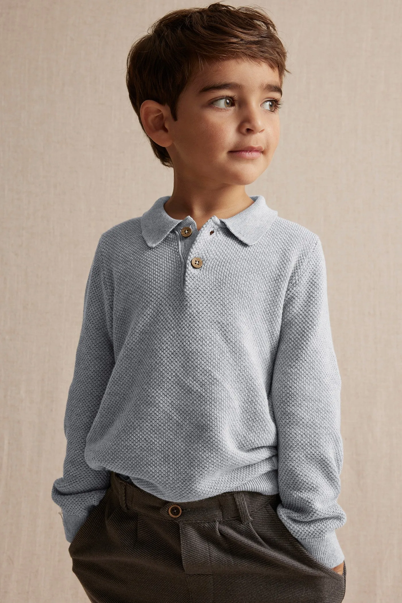 Kids' grey grandad jumper