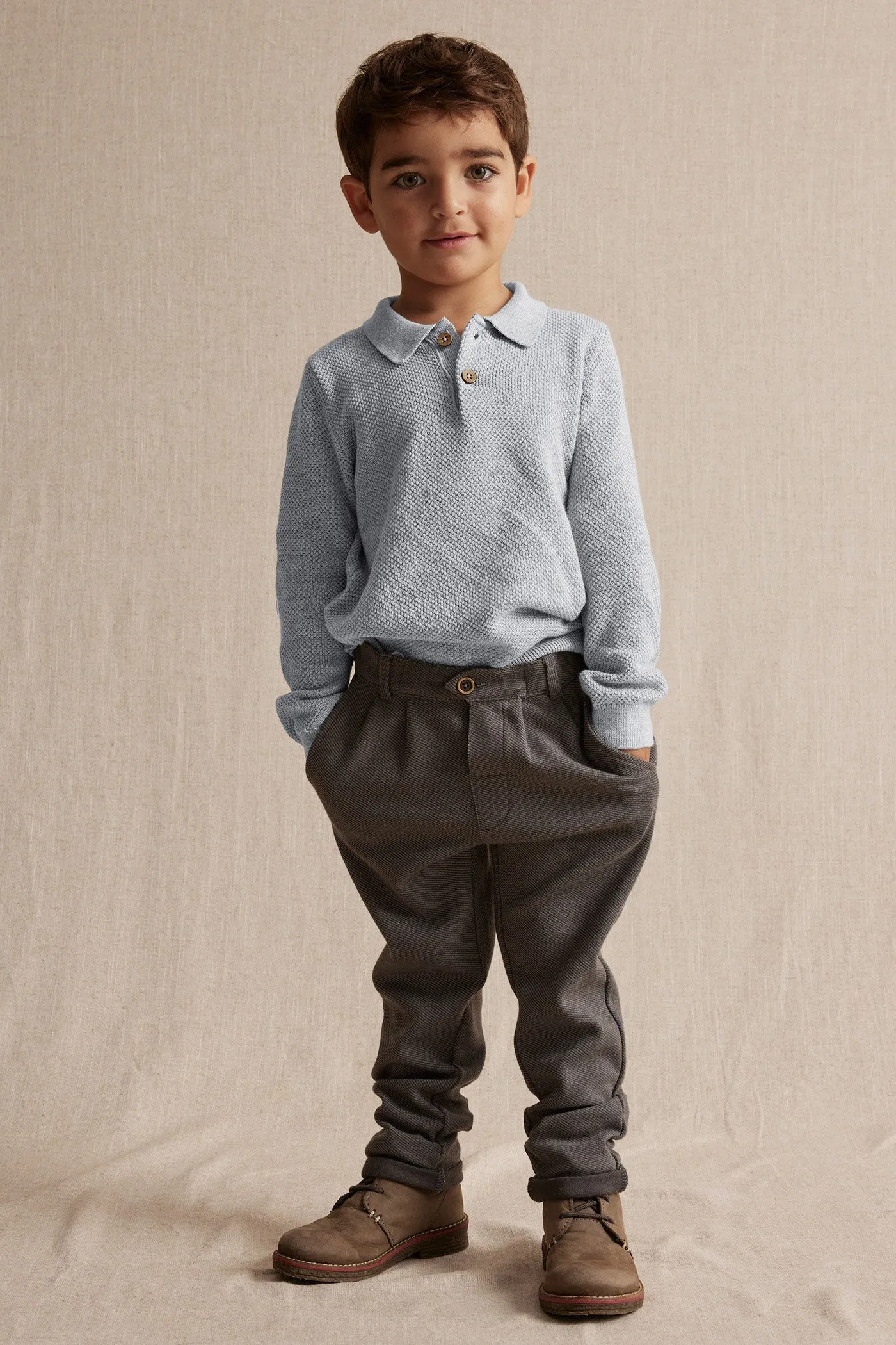 Kids' grey grandad jumper