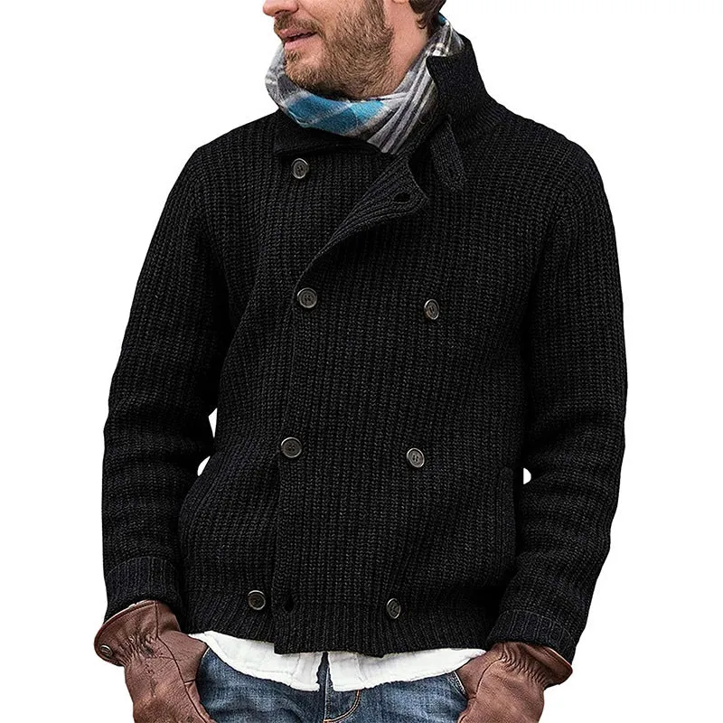 Knitted Coat Multicolor Cross-border Double-breasted Sweater