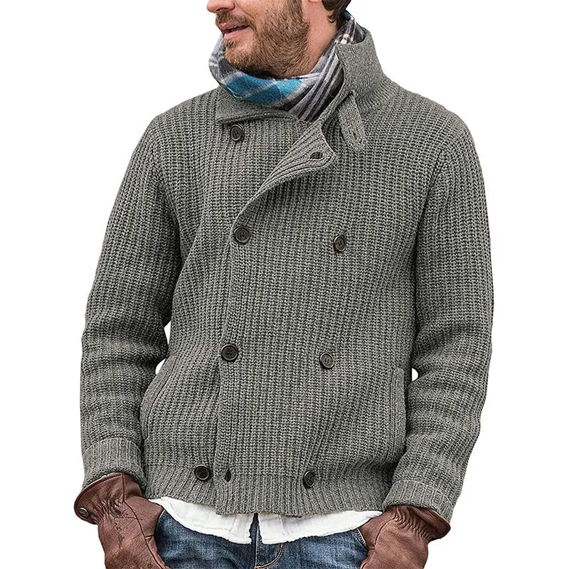 Knitted Coat Multicolor Cross-border Double-breasted Sweater