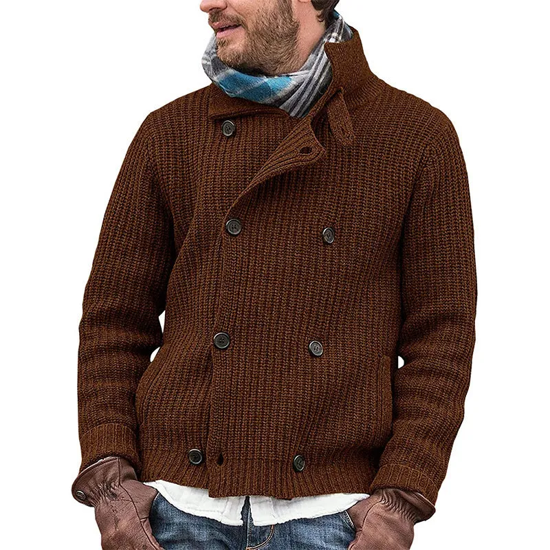 Knitted Coat Multicolor Cross-border Double-breasted Sweater