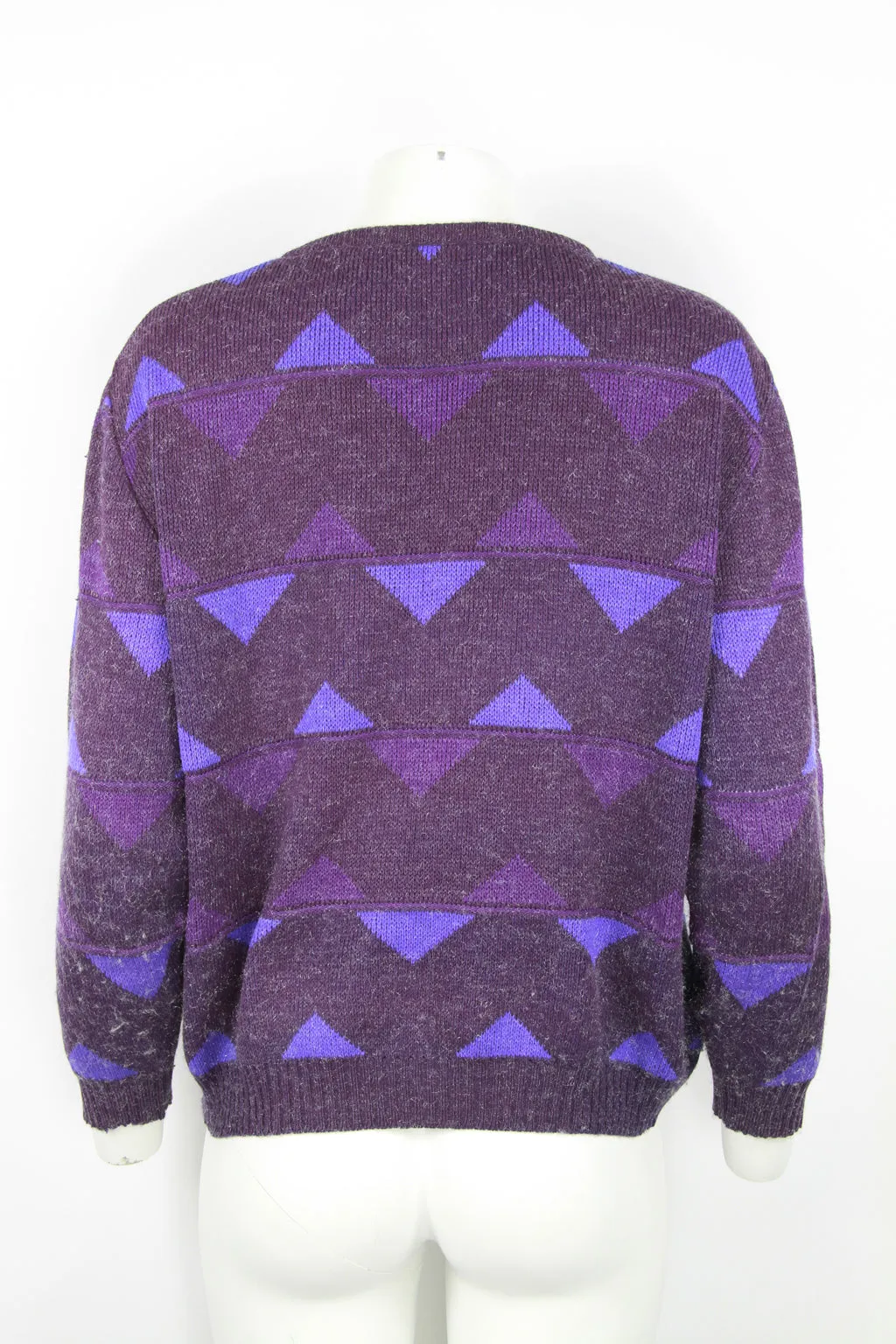 Ladies 80's purple geometric jumper - XL