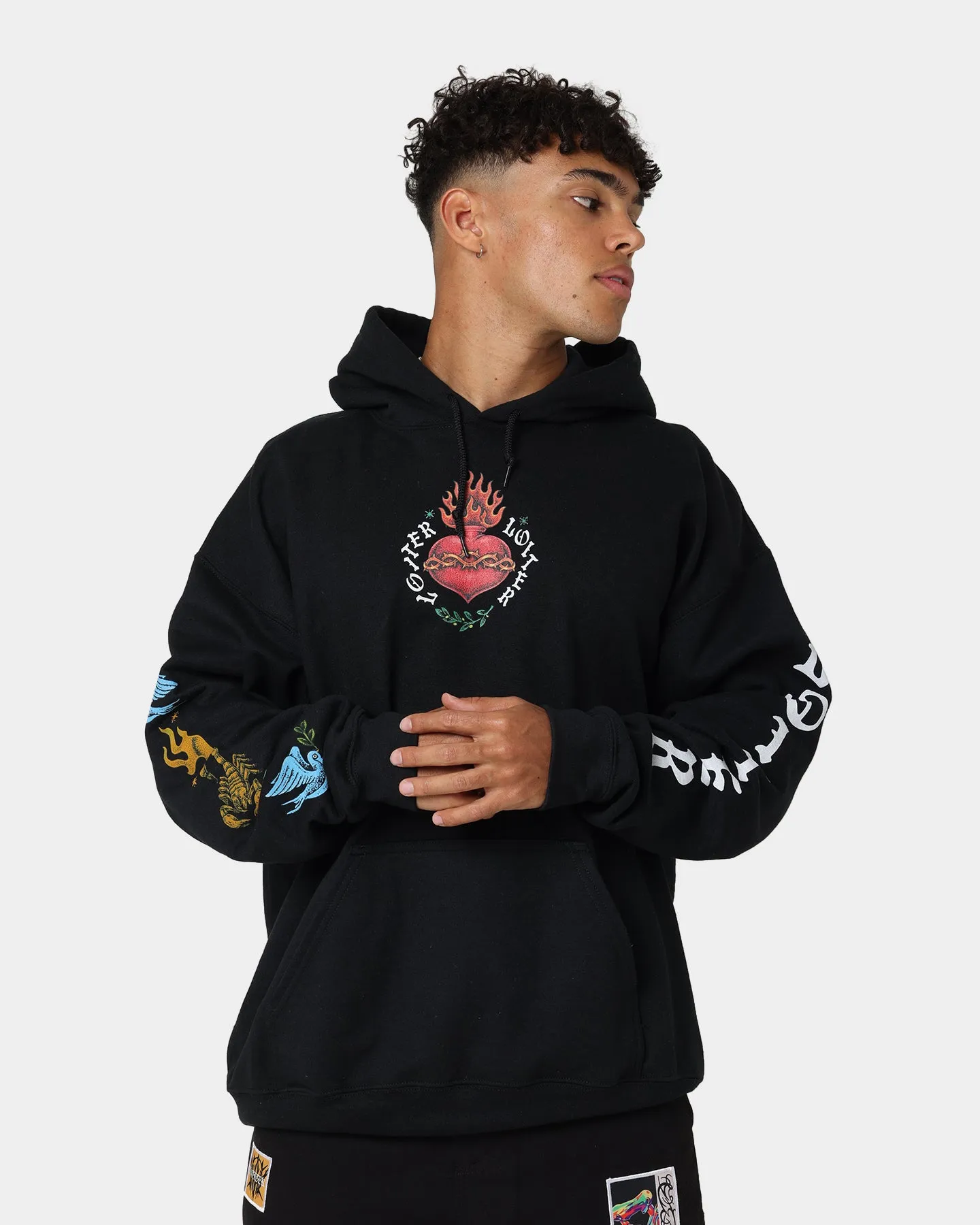 Loiter Hearts Ablaze Hoodie Black