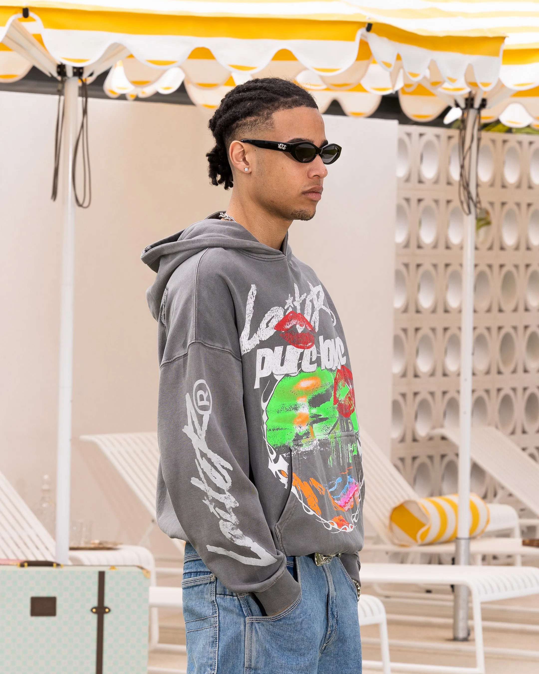 Loiter Pure Love Vintage Hoodie Charcoal