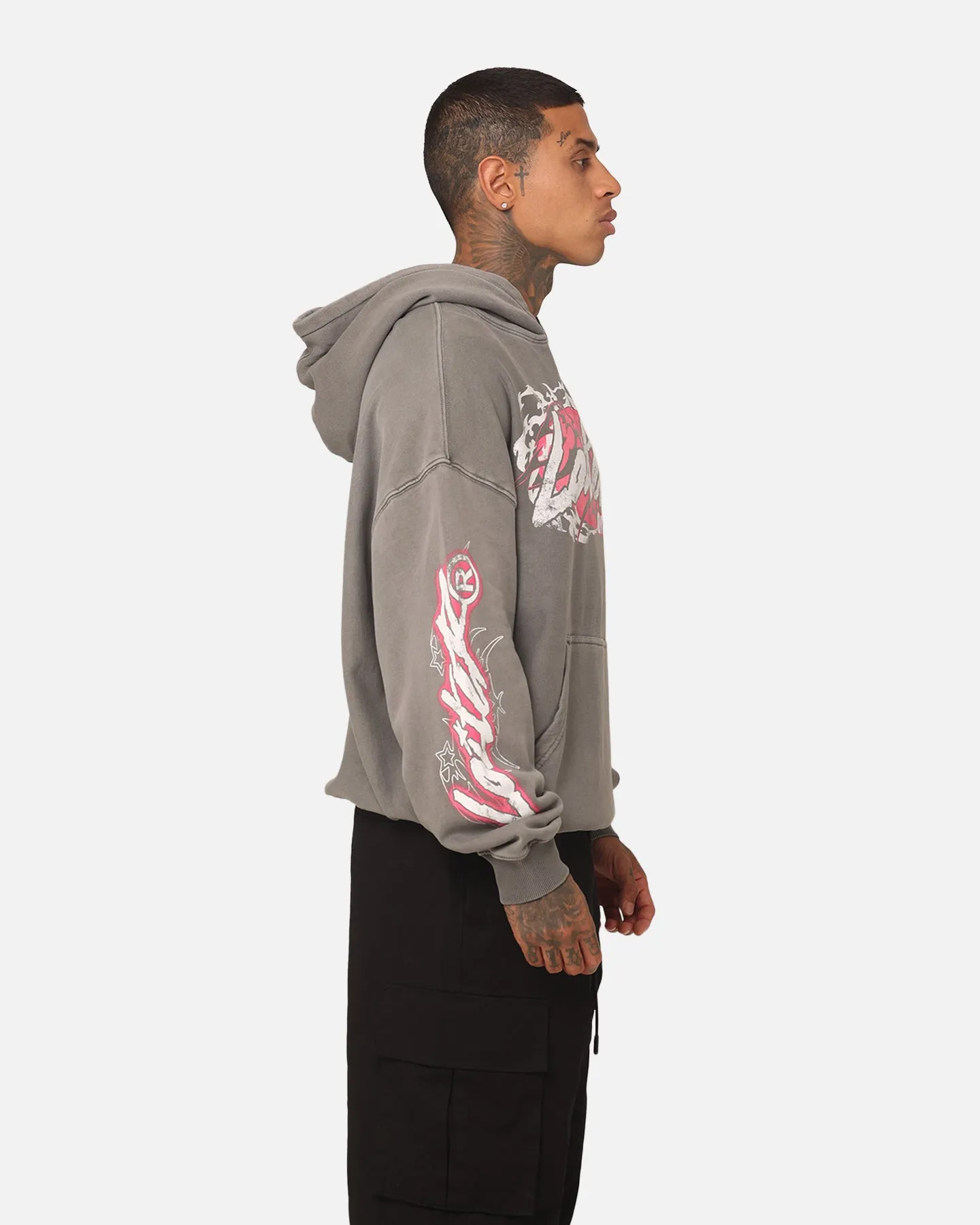 Loiter Wave Break Vintage Hoodie Charcoal