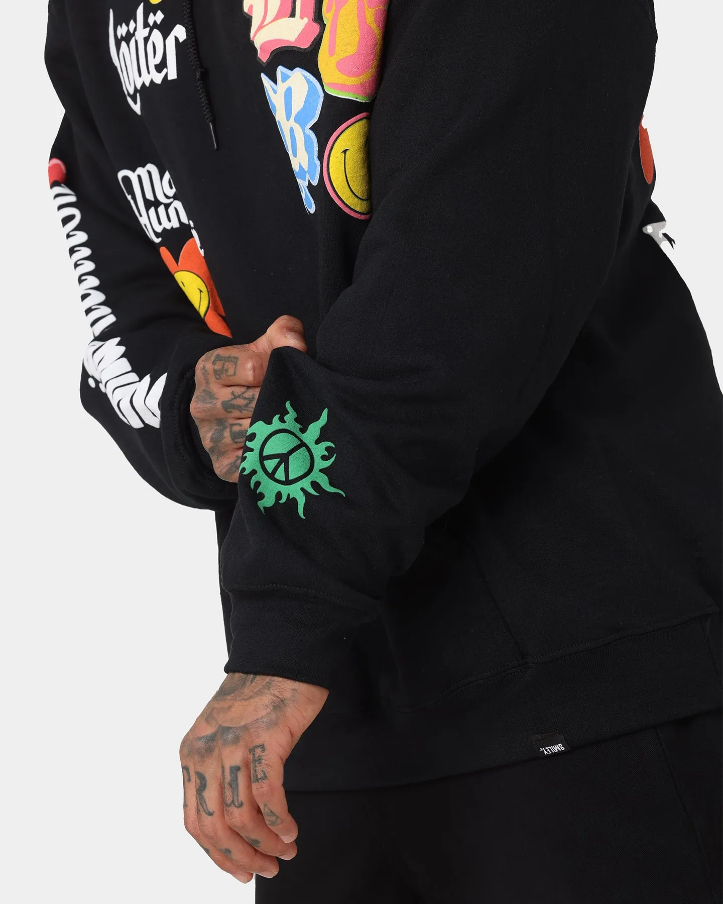 Loiter X Smiley Logo Puff Print Hoodie Black