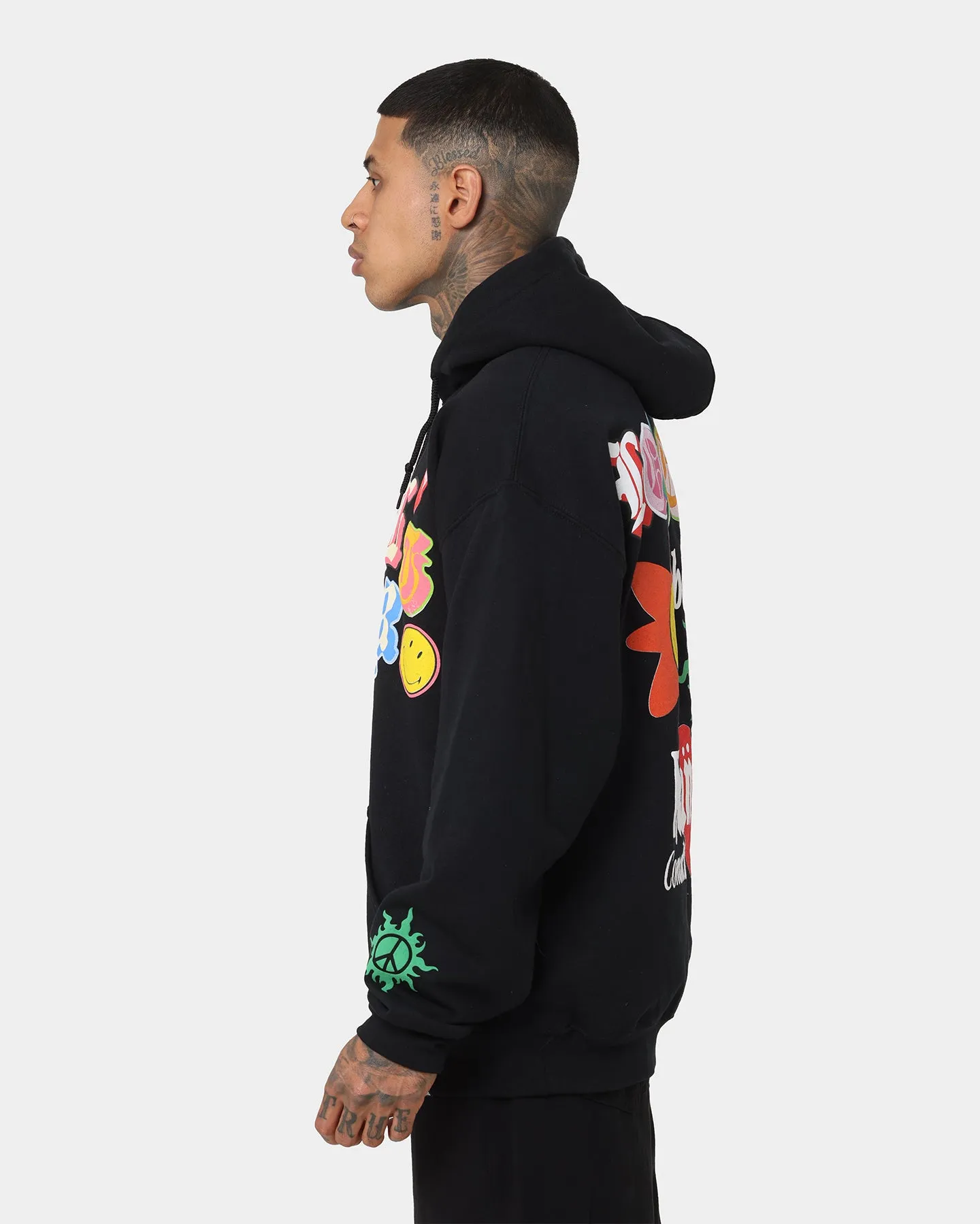 Loiter X Smiley Logo Puff Print Hoodie Black