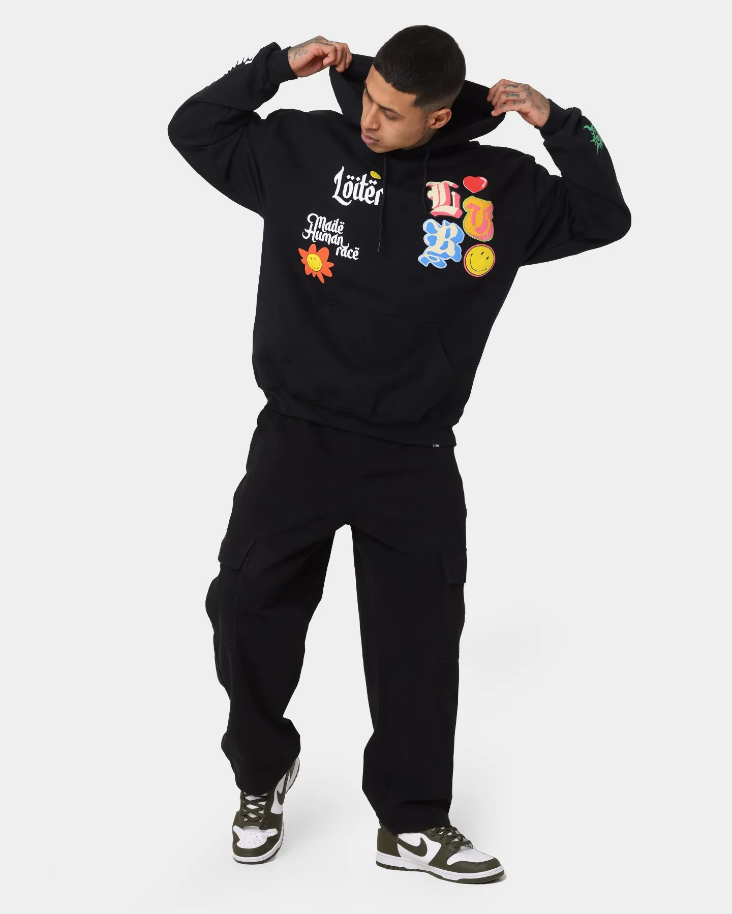 Loiter X Smiley Logo Puff Print Hoodie Black
