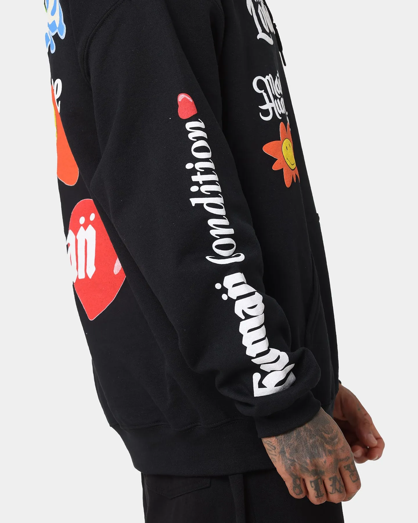 Loiter X Smiley Logo Puff Print Hoodie Black