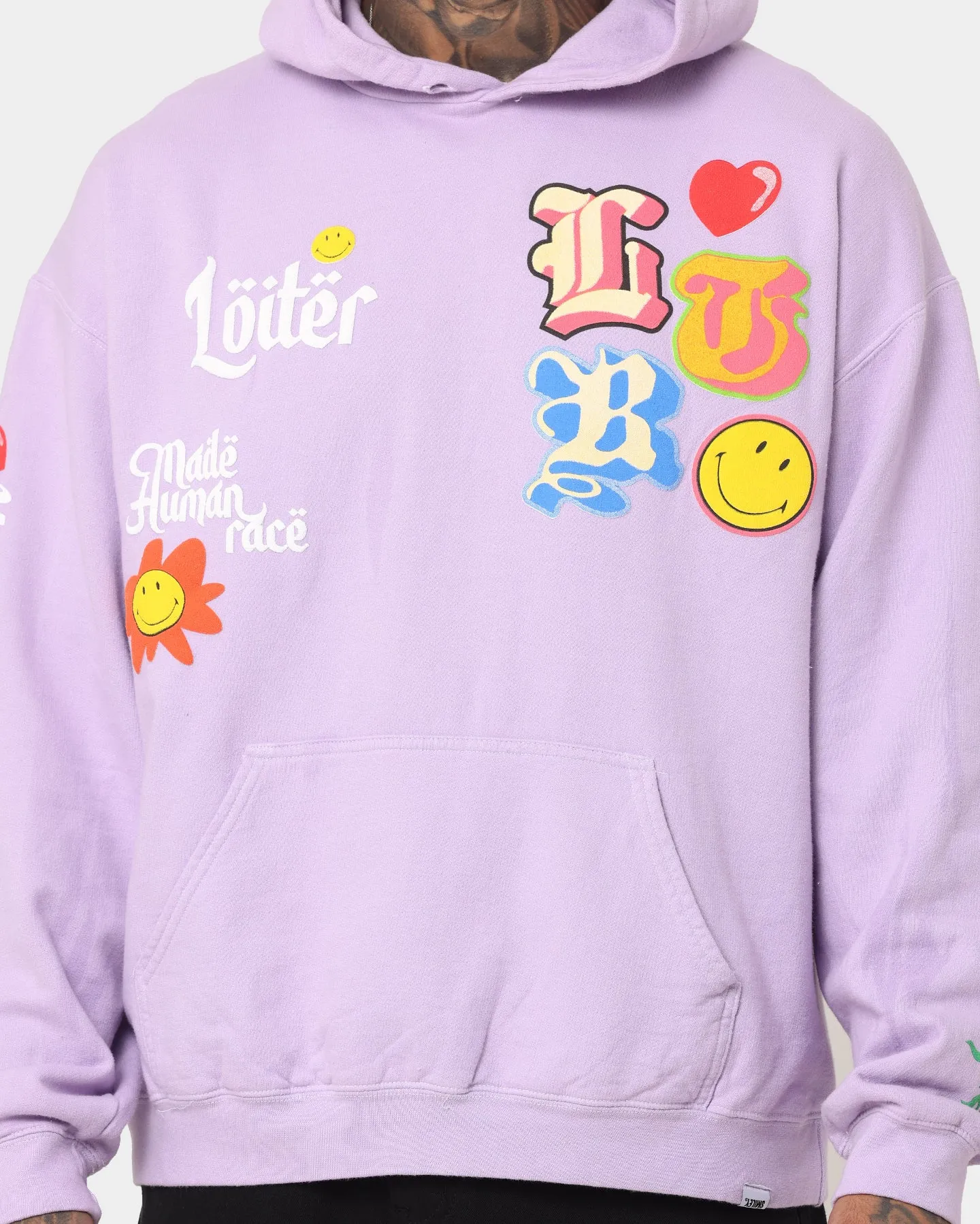 Loiter X Smiley Logo Puff Print Hoodie Lilac