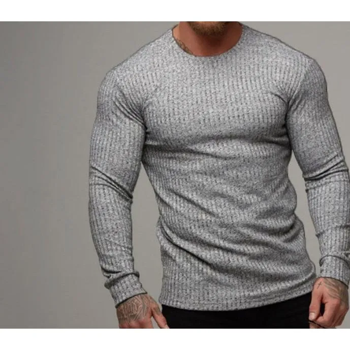 Long-sleeved blocking  Round Neck T-shirt Bottoming Shirt