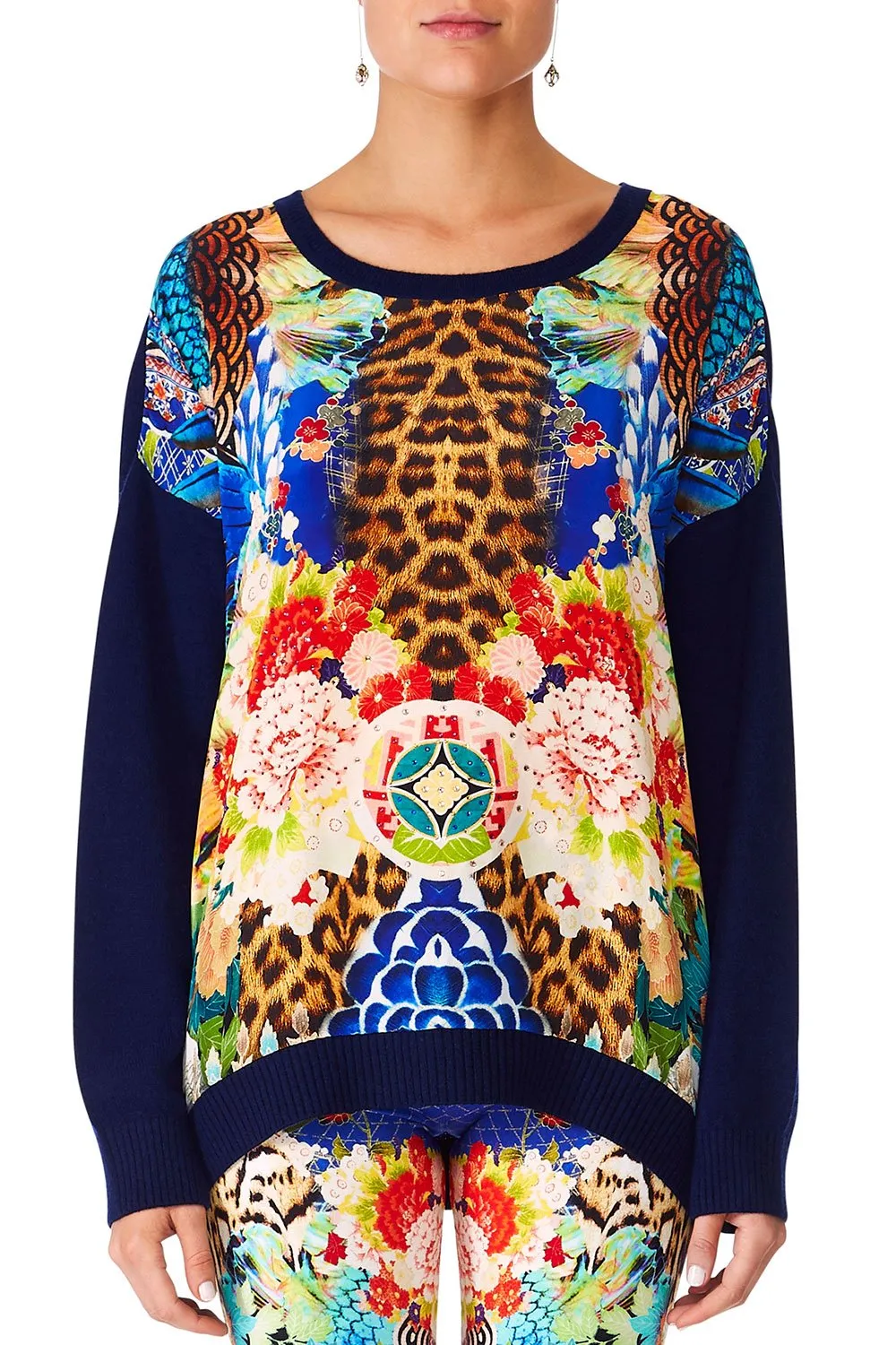 LOOSE FIT JUMPER WITH KNIT BACK SPACE COWGIRL