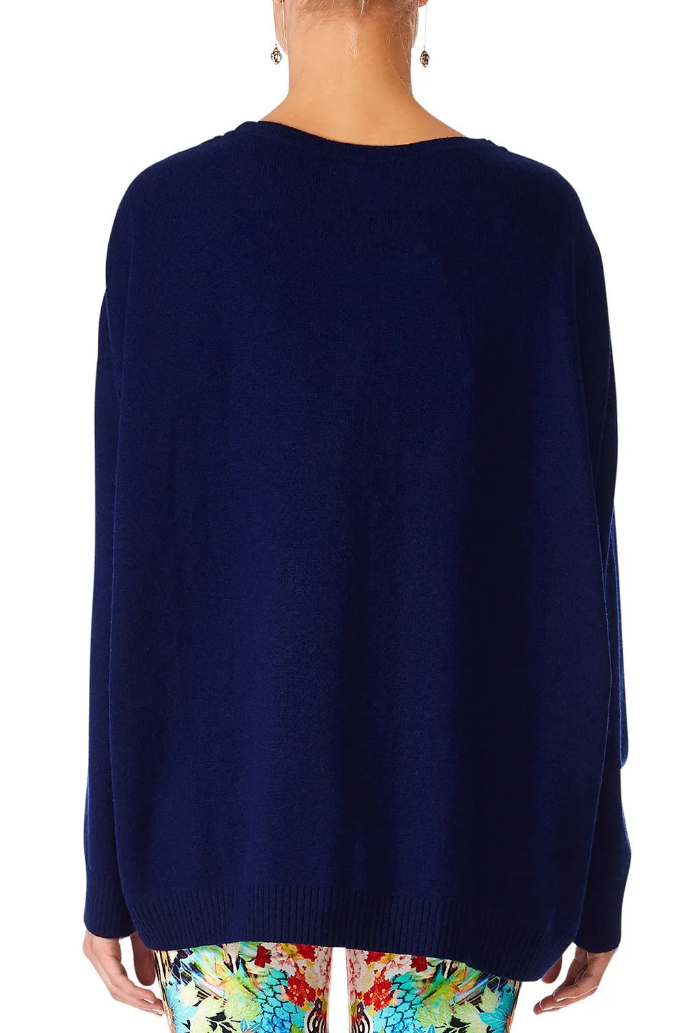 LOOSE FIT JUMPER WITH KNIT BACK SPACE COWGIRL