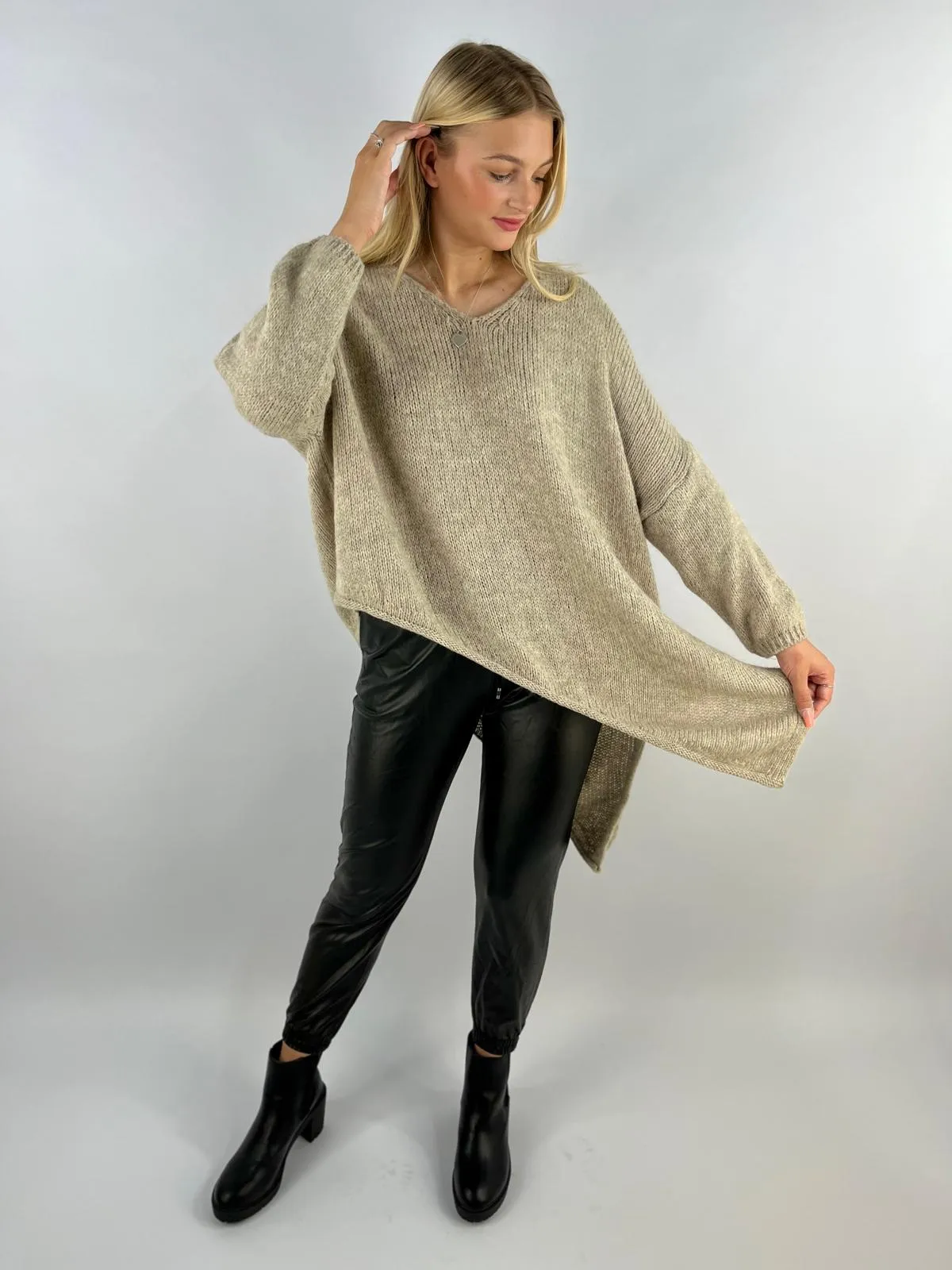 Made in Italy Wool Slant Knit Lagenlook