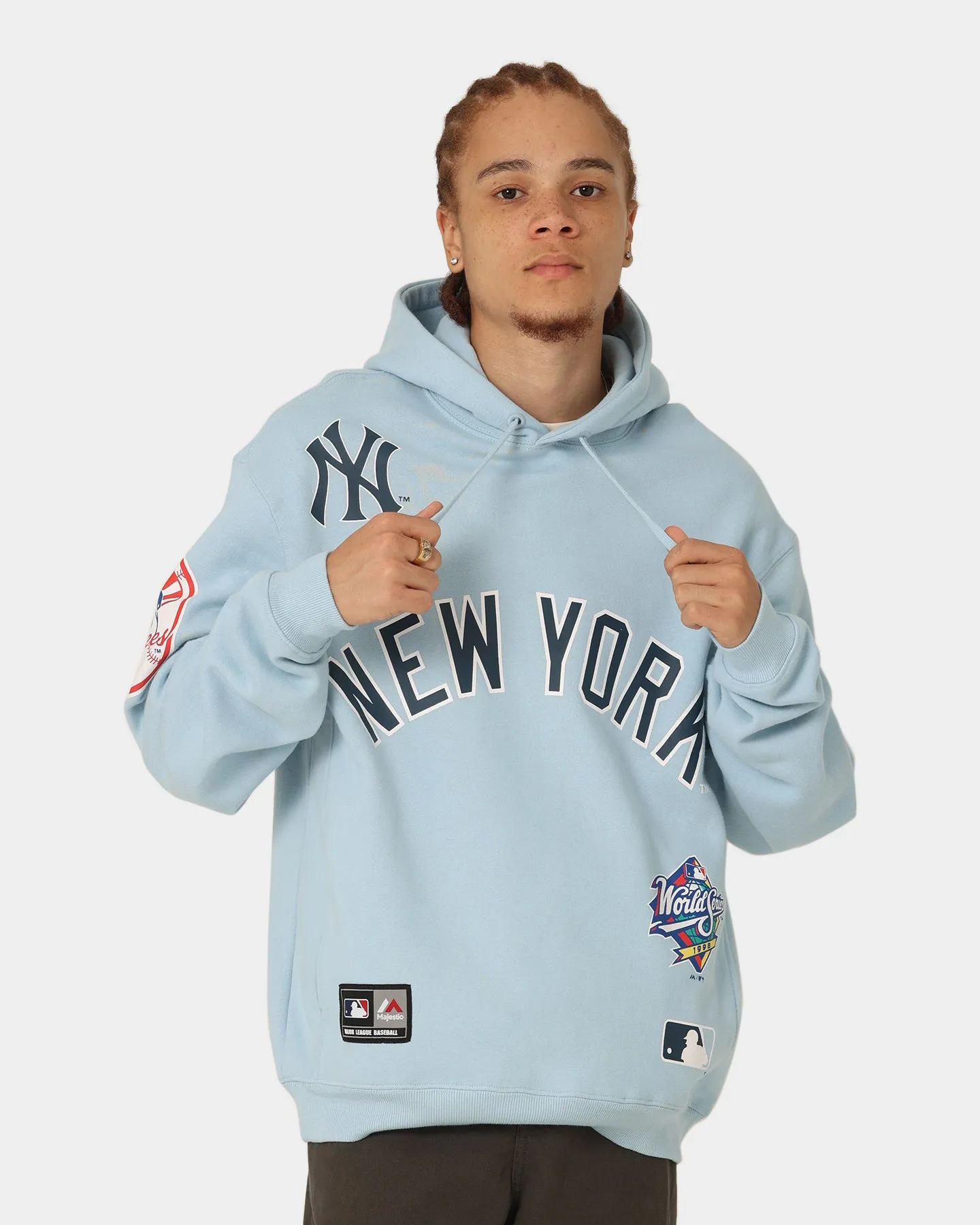 Majestic Athletic New York Yankees World Series Champ Graphic Hoodie Glacial Blue