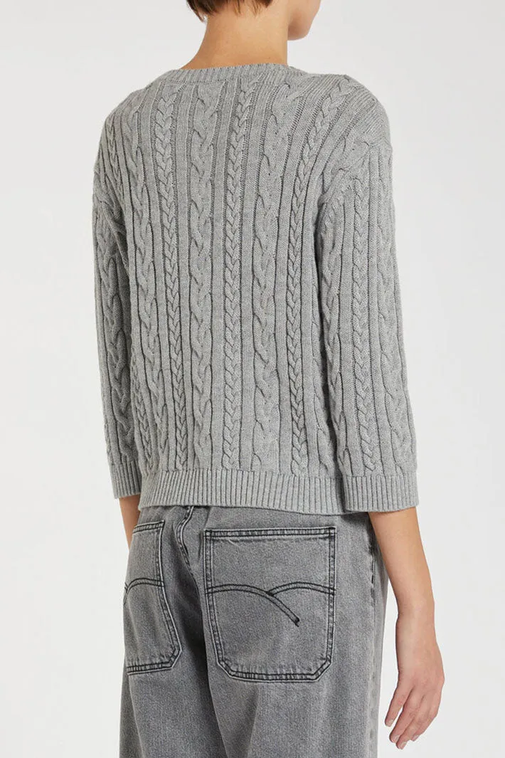Marella Largo 2423366134200 Light Grey Melange Cable Knit Jumper