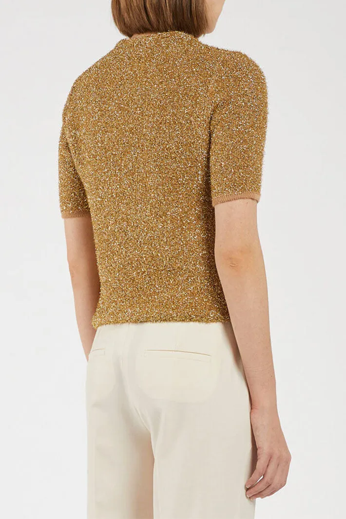 Marella MOXA2 Jumper Gold Lurex Short Sleeve 2423366292200