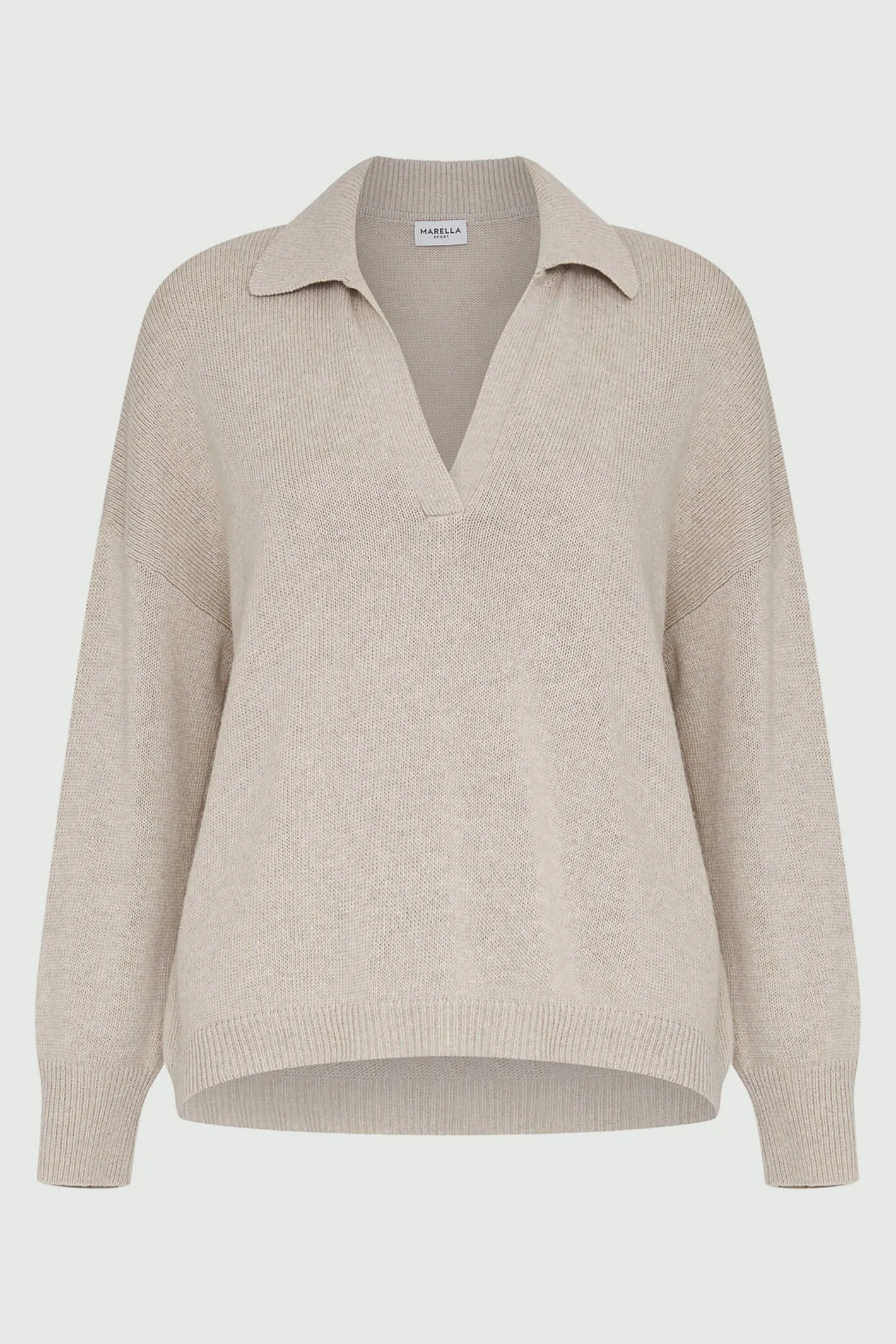 Marella Pret 2333664037200 Beige Split Neck Jumper